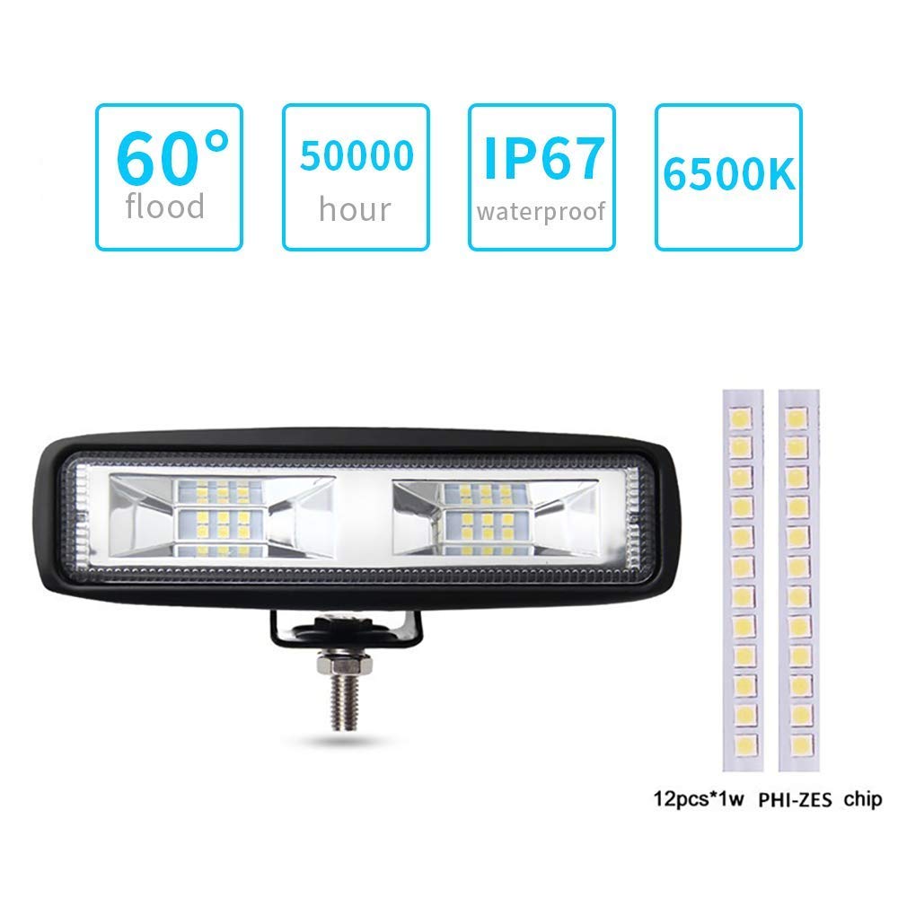 6inch 36W LED Super Slim Light Bar Flood Driving Head Lamp 12 Led Work Light