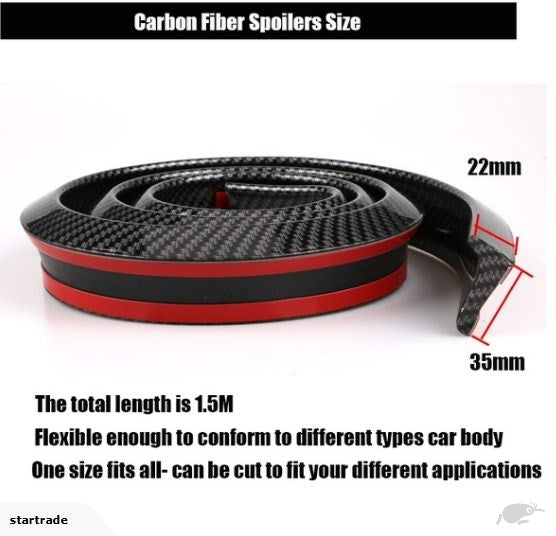 Universal 1.5m Car Styling 5D Carbon Fiber Bumper Trunk Lip Spoilers