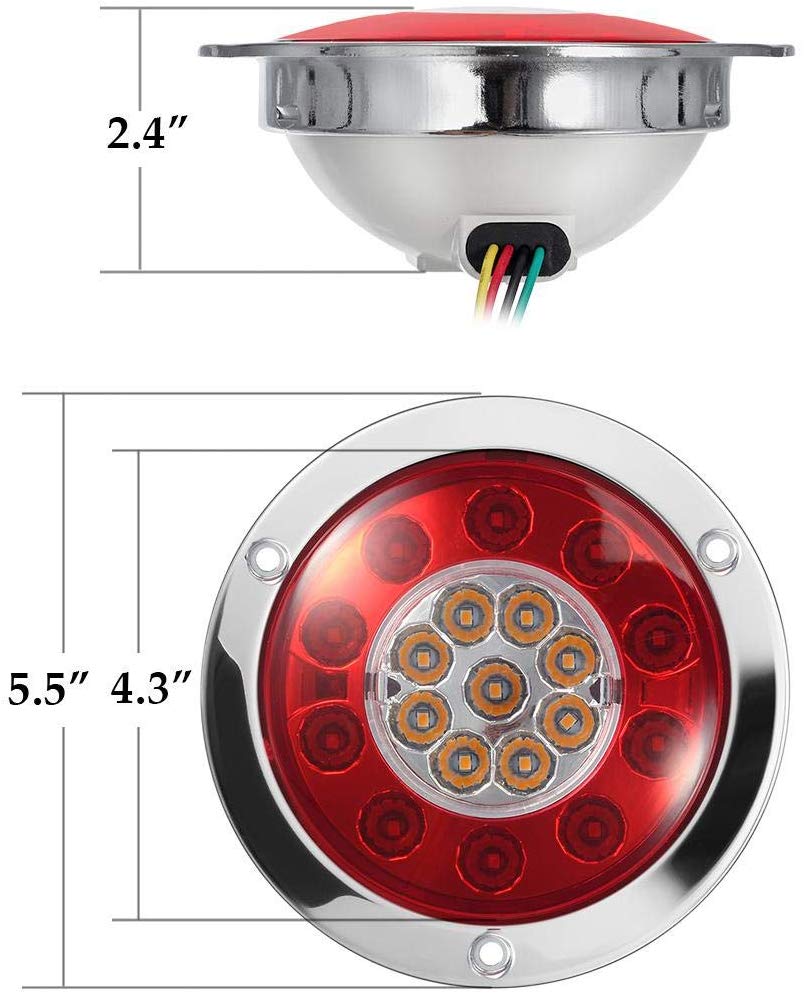 2PCS  10-30V 19LED  Round Dual Colour Taillight Rear Lights Truck  Tail Lights