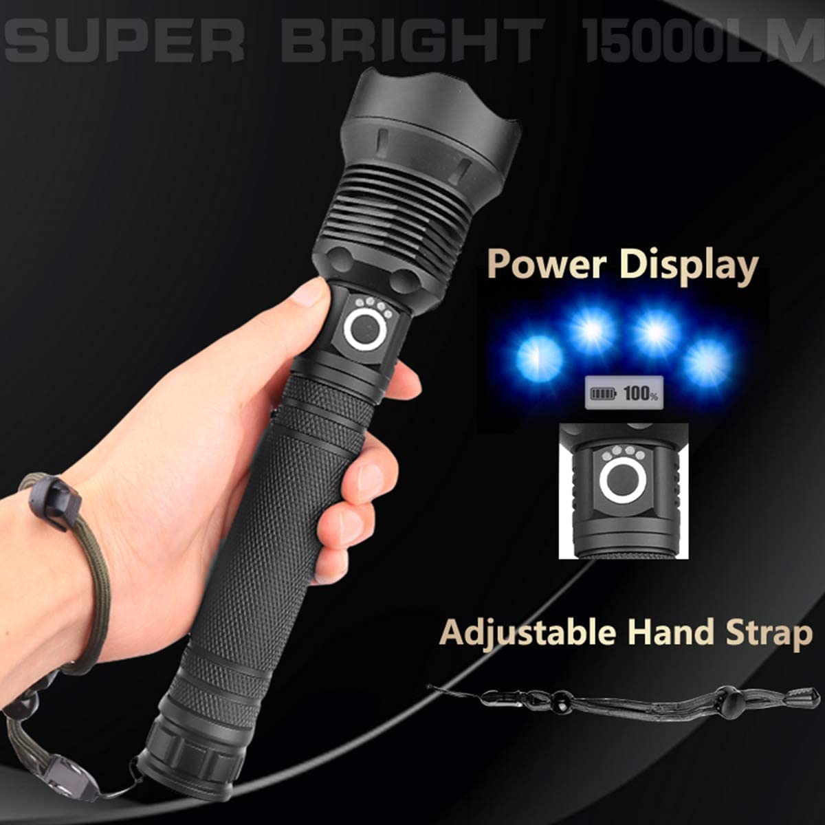 5000 Lumens P70 USB Rechargeable Led Flashlight Torch