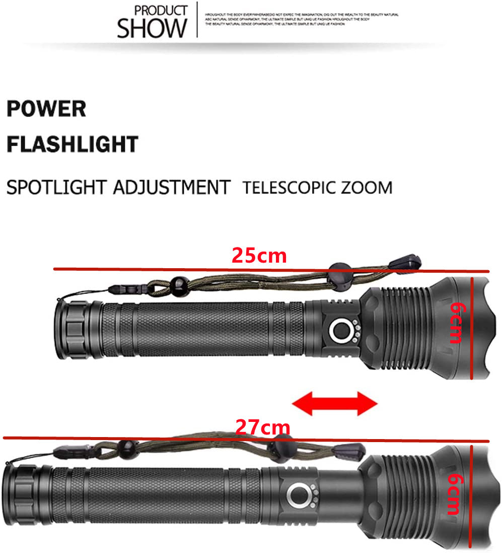 5000 Lumens P70 USB Rechargeable Led Flashlight Torch