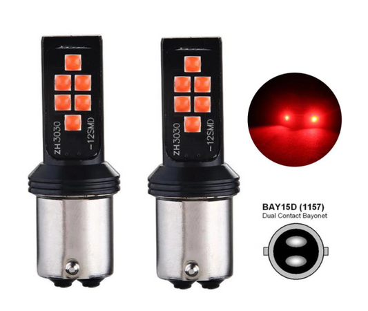 2× Red 1157 Led Lights Bulb