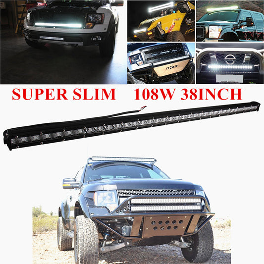 108W 38inch Cree Single Row Thin LED Work Light Bar Spot Beam for Off Road
