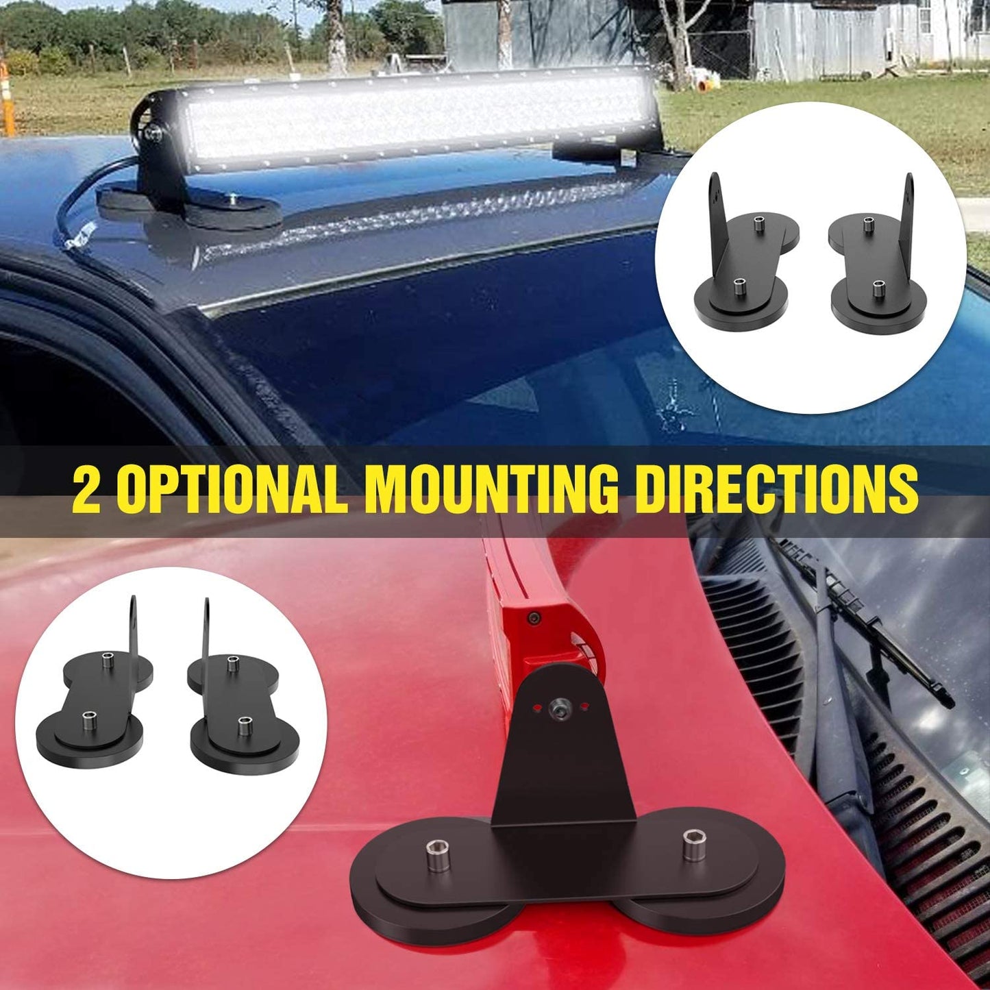 2PCS Magnetic Base LED Light Bar Mounting Brackets