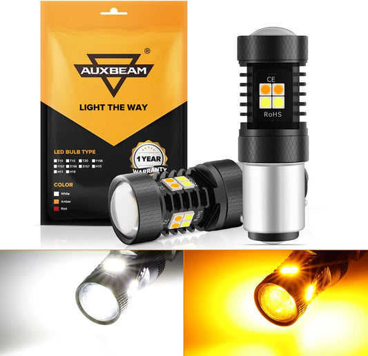 2PCS × 12V Dual Colour White + Amber  1156 Led Lights Bulbs