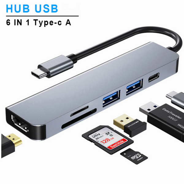 USB HUB TYPE C HUB Adapter 6 in 1