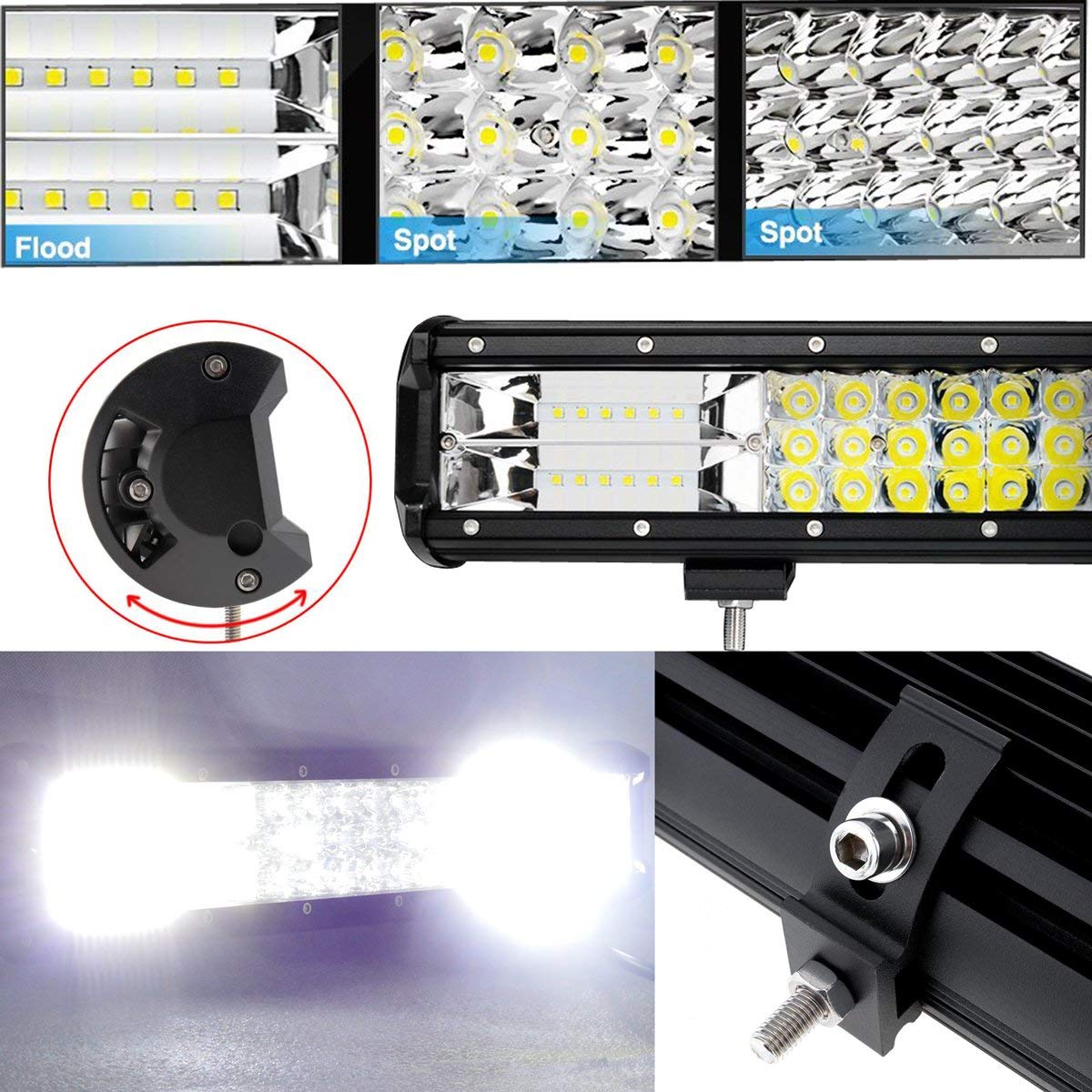 31.5 Inch 432W Triple Row Spot Flood  Beam Light Bar Driving LED Work Lights