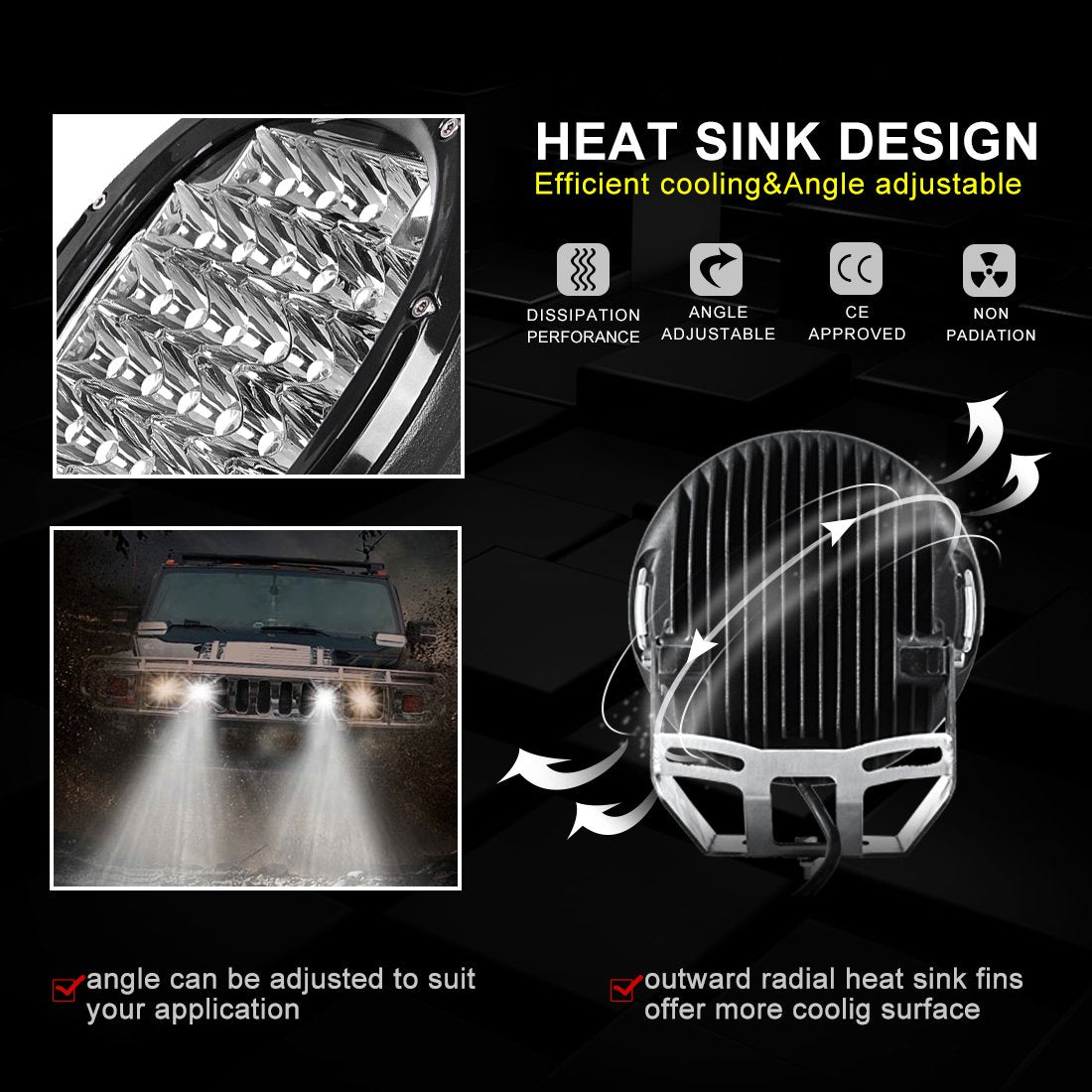 2PCS 9" 96W/Each Spot Round Work Light / Off Road Pod Lights
