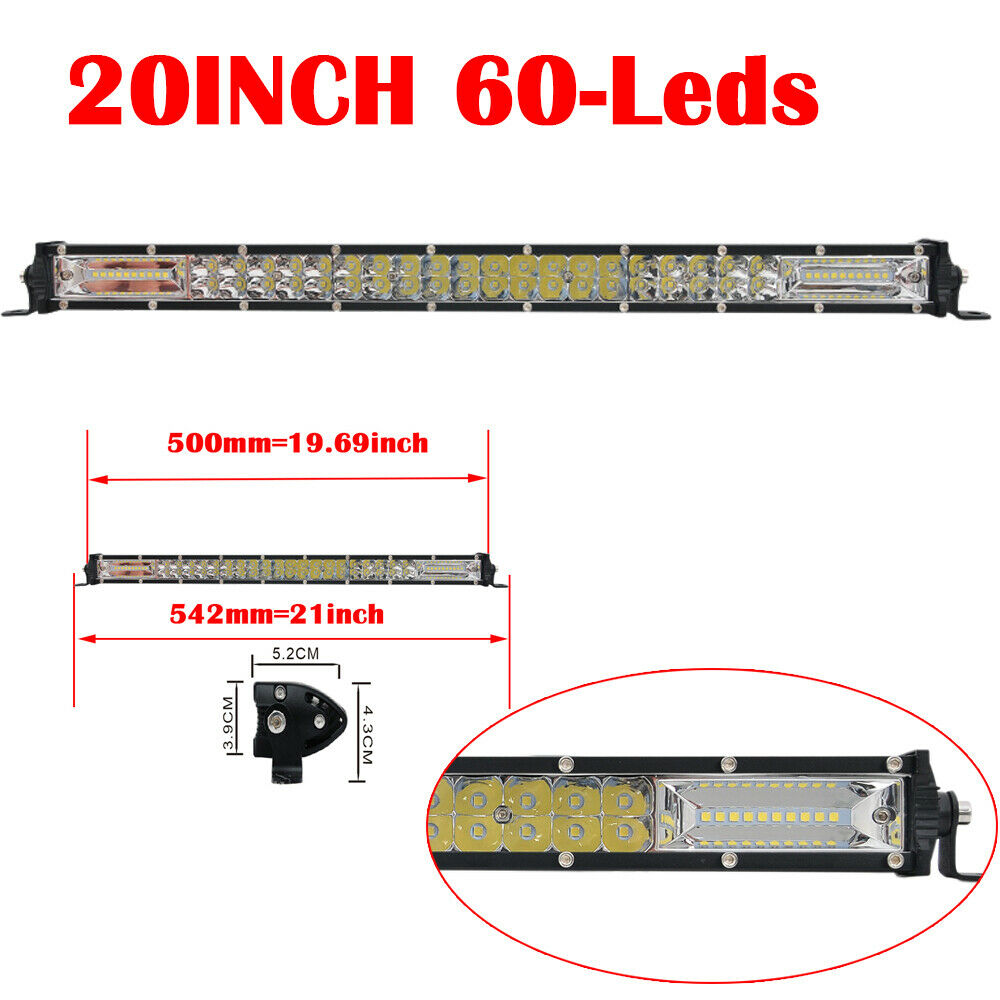 180W 20  Inch Double Row Slim LED Work Light Bar Offroad