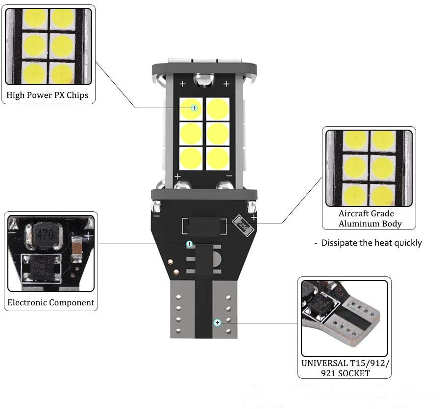 2PCSx T15 LED Reverse Light Bulbs