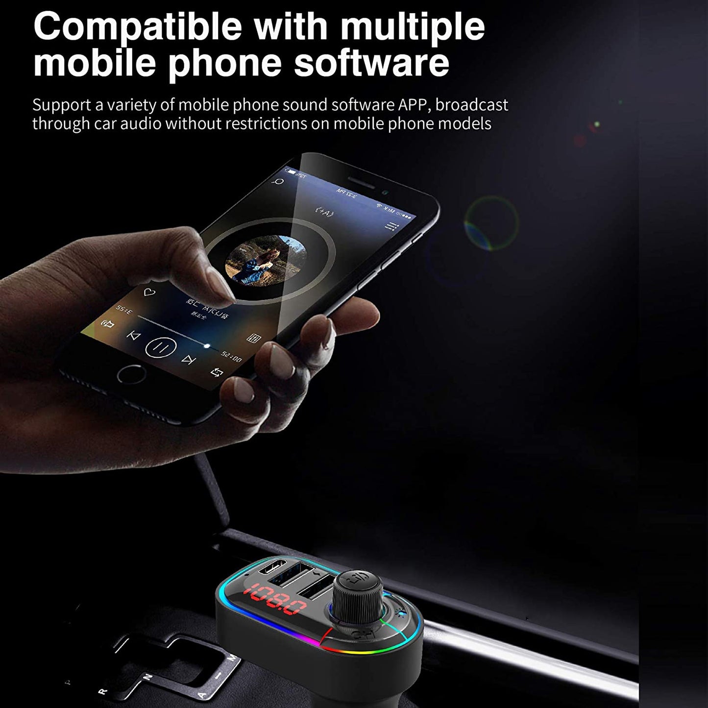 Car Bluetooth FM Transmitter/5.0 Car Wireless Radio Car Receiver Adapter kit