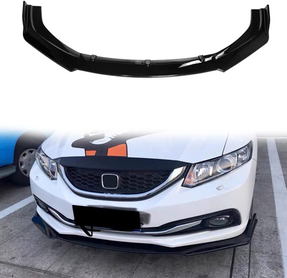 Front Bumper Lip Chin Spoiler ABS Front Bumper Lip Splitter Body Kit (Glossy Black 3pcs/Set)