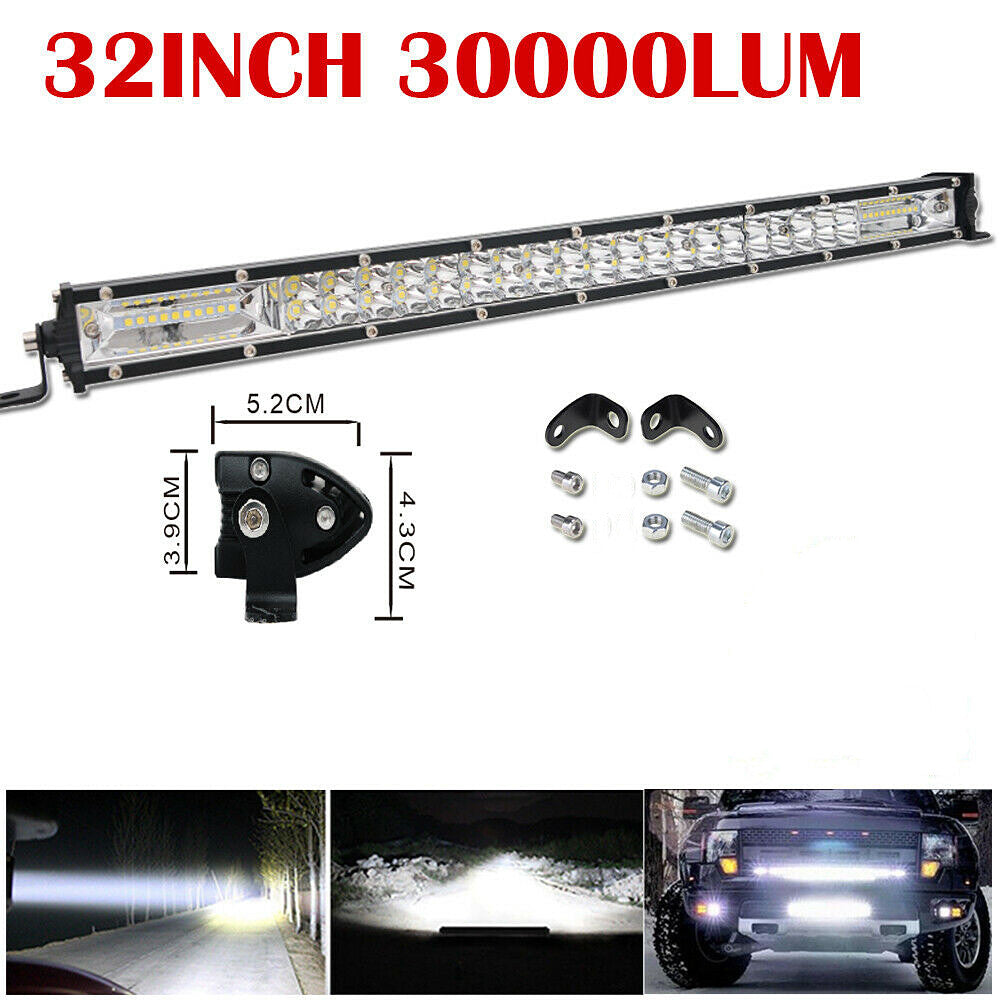 300W 32 Inch Double Row Slim LED Work Light Bar Offroad