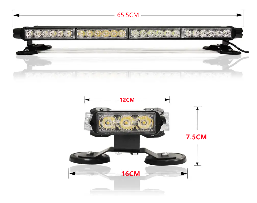 26" 54 LED 7 Flash Mode Double Side Emergency Warning Roof Top Strobe Light Bar
