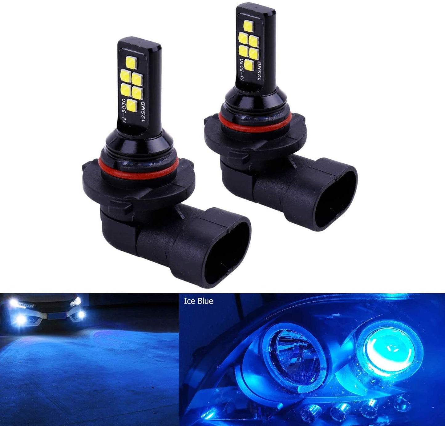 2PCS 12V 1400 Lumens Car 9006/HB4 LED Fog Light -8000K ICE BLUE