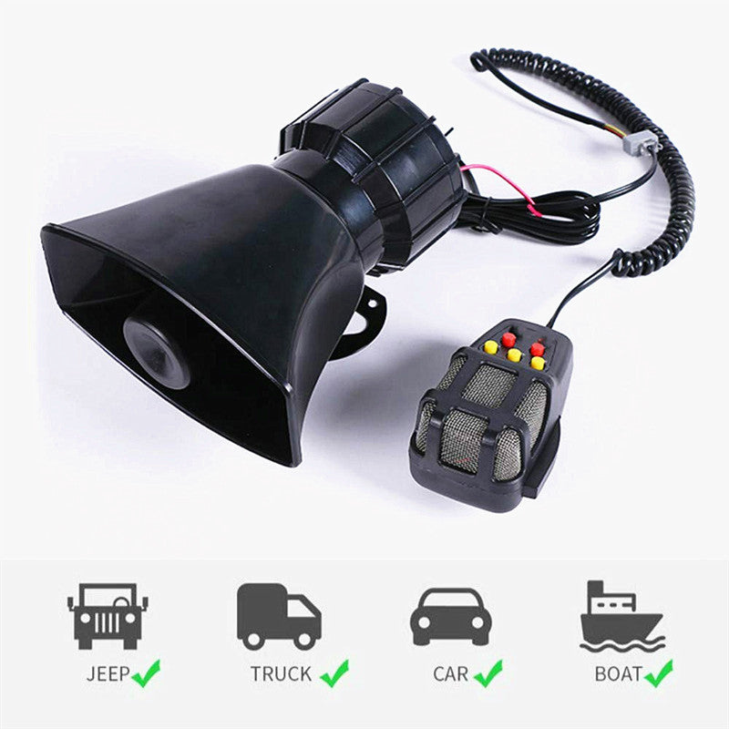 DC12V 100W Car Warning Siren/Horn 5 Sounds Loud Speaker with Mic