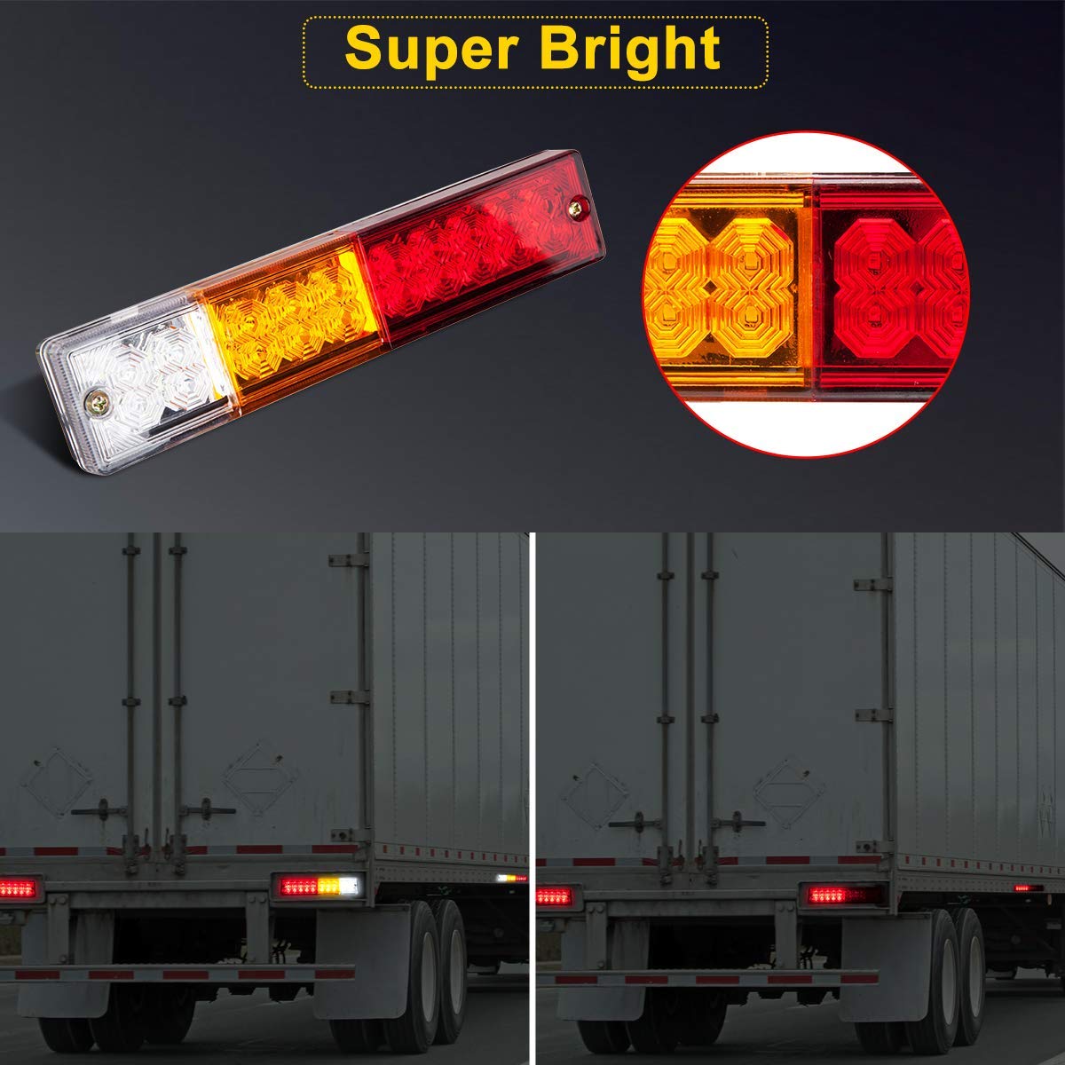 DC10-30V 20 LED Trailer Tail Lights Bar Turn Signal Reverse Brake Running Lights