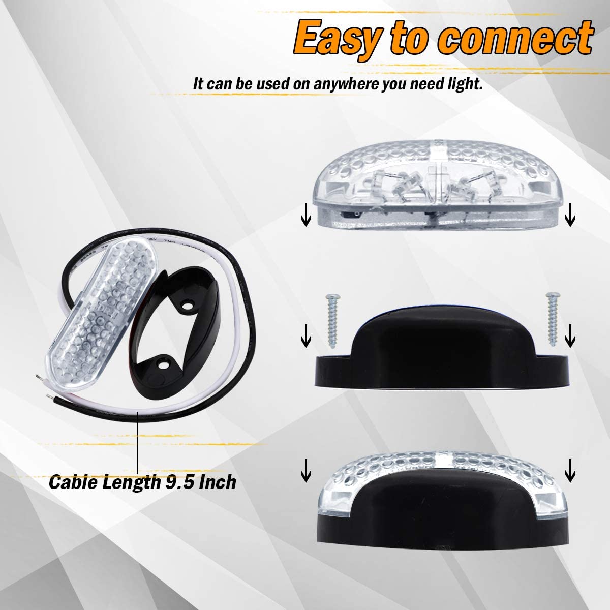 LED Oval Indicator Marker Light Clearance Lamp 10V-30V