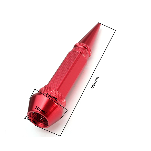 4PCs Red Long Spike Spiked Tire Valve Stem Caps Metal Thread Wheel Tires