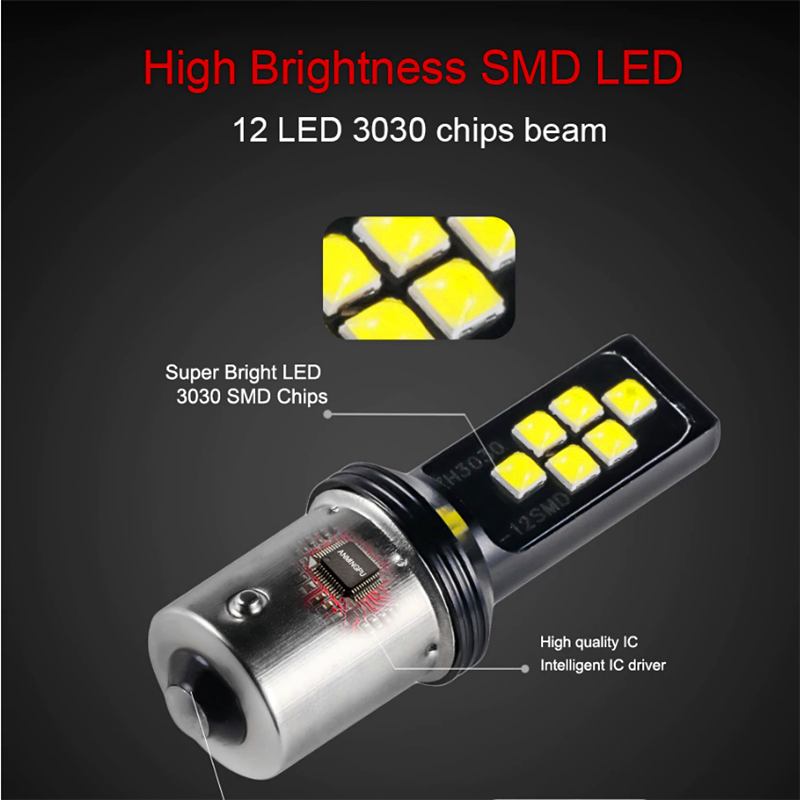 2PCS × 24V White 1156 Led Lights Bulbs