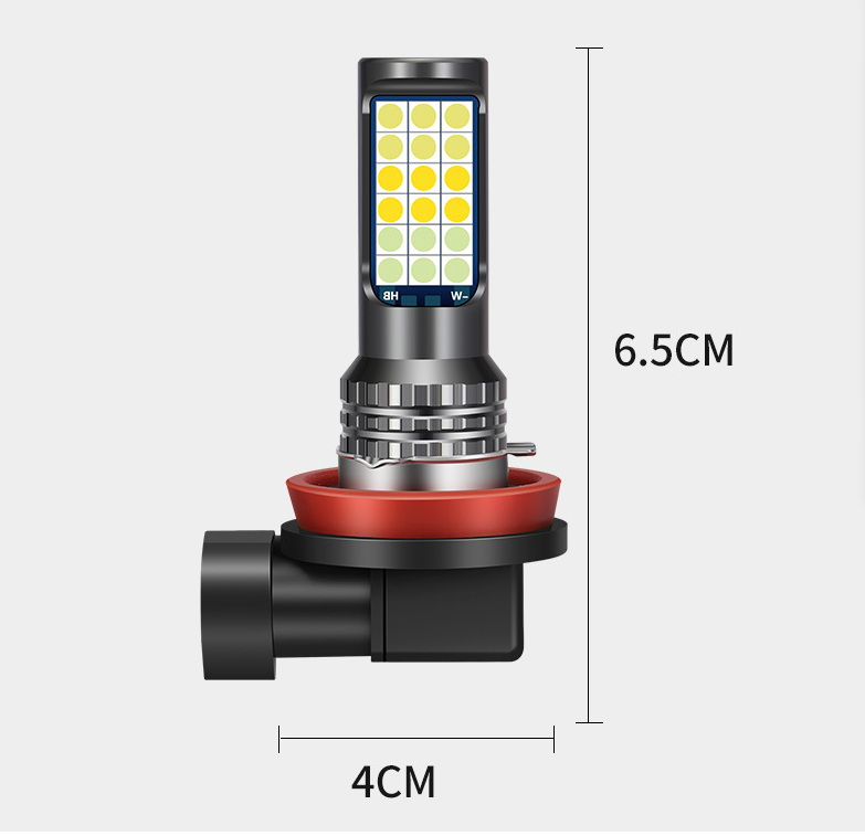 2PCS 12V Three-Color LED Anti Fog Lights Front Fog Bulbs With Flash Function