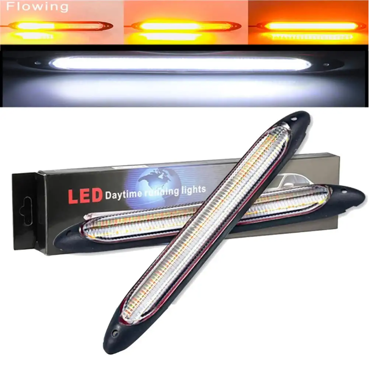 2PCS  12V Led Car DRL Daytime Running Lights With Turn Signal