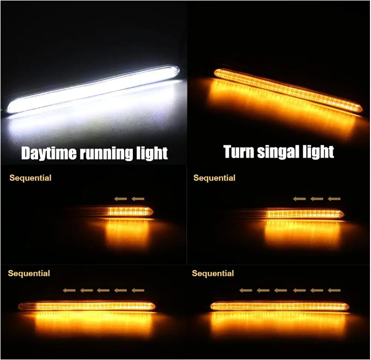 2PCS  12V Led Car DRL Daytime Running Lights With Turn Signal