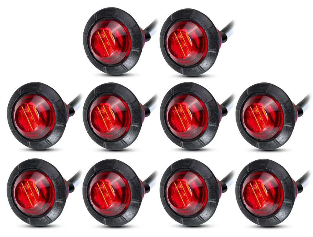 12V Mini 3/4" 3 LED Round  Indicator Light Side Marker Clearance Lamp
