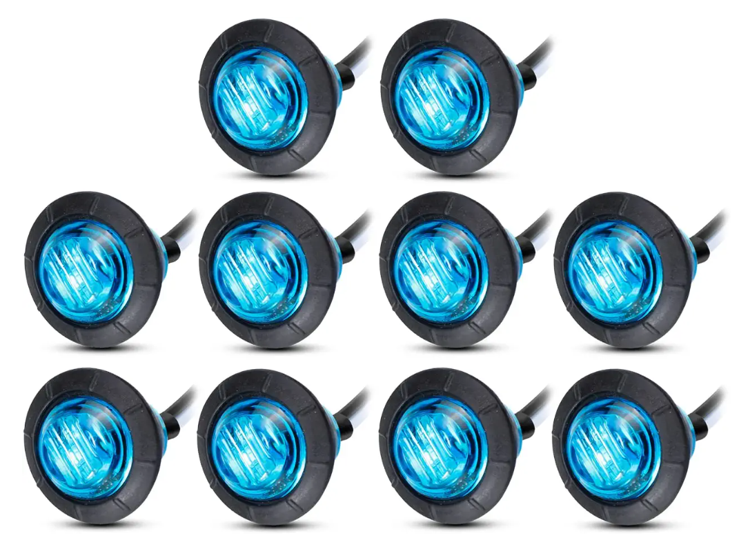 12V Mini 3/4" 3 LED Round  Indicator Light Side Marker Clearance Lamp