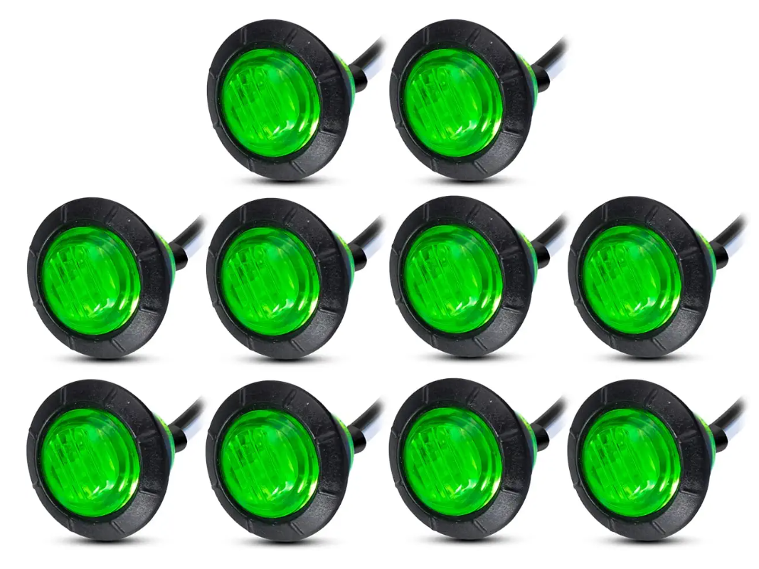 12V Mini 3/4" 3 LED Round  Indicator Light Side Marker Clearance Lamp