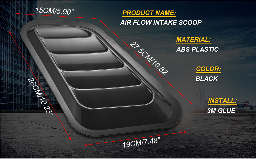 1 Pair Universal Car ABS Decorative Air Flow Intake Scoop Turbo Bonnet Vent Cover Hood