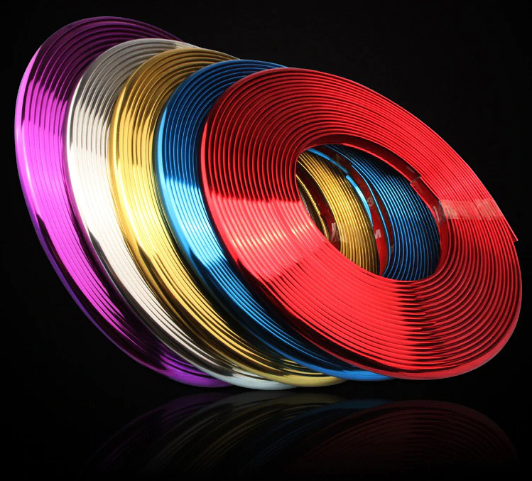 8M Car Protection Roll Car Wheel Rim Sticker Chrome Wheel Decoration Auto Tire Rims Plated Strip Decoration Car-styling Exterior