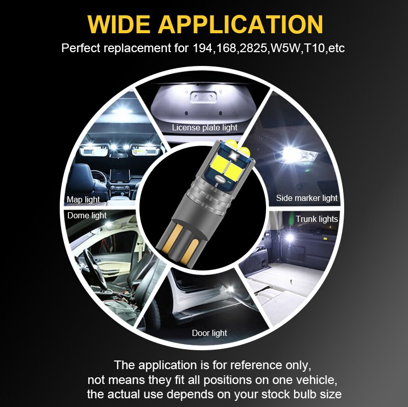 High Quality T10 W5W Super Bright 3030 LED Car Interior Reading Dome Light Marker Lamp 168 194 LED Auto Wedge Parking Bulbs