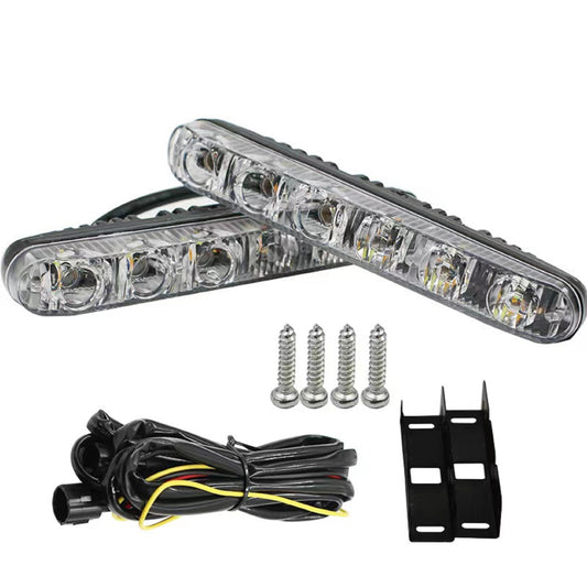 2PCS Car Headlight DRL 6 LED High/Low Beam High Power LED Daytime Running Lights
