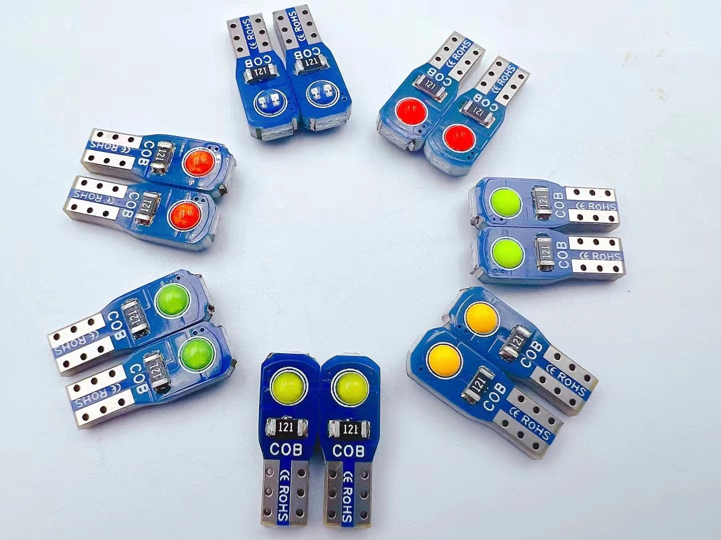 12V T5 Car Wedge COB  light bulb -7 Colors