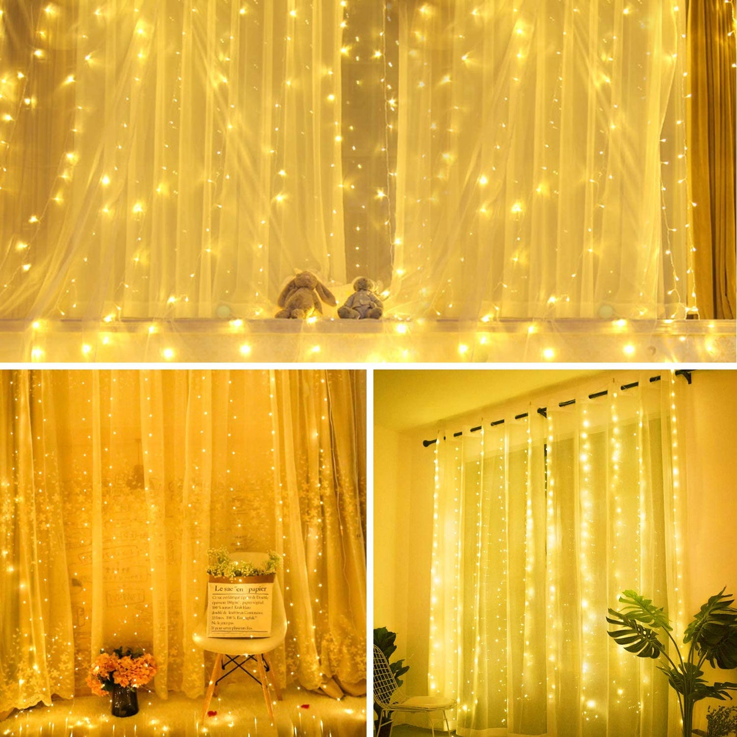 3M*2M USB Powered Window Curtain String Light 8 Lighting Modes Fairy Lights with remote control