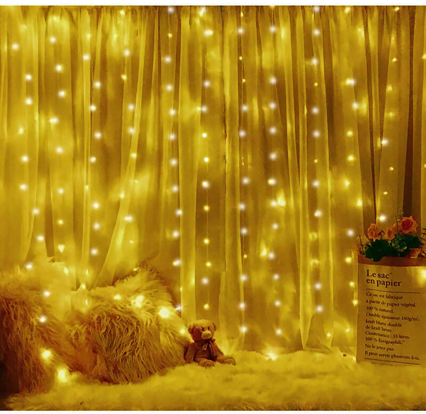 3M*2M USB Powered Window Curtain String Light 8 Lighting Modes Fairy Lights with remote control