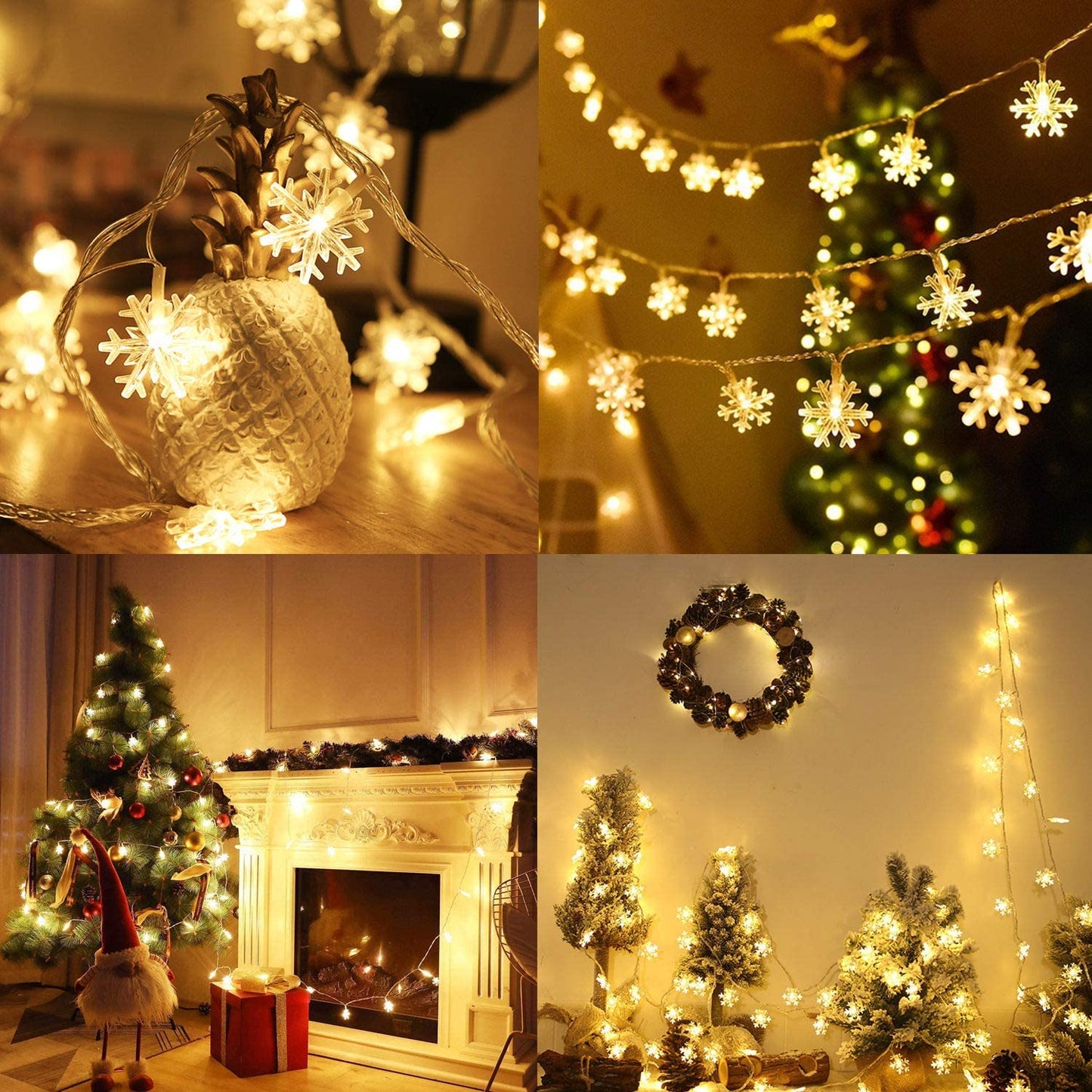 10M 100leds USB Power Snowflake Lights String, Christmas Party Decorative Fairy Lights