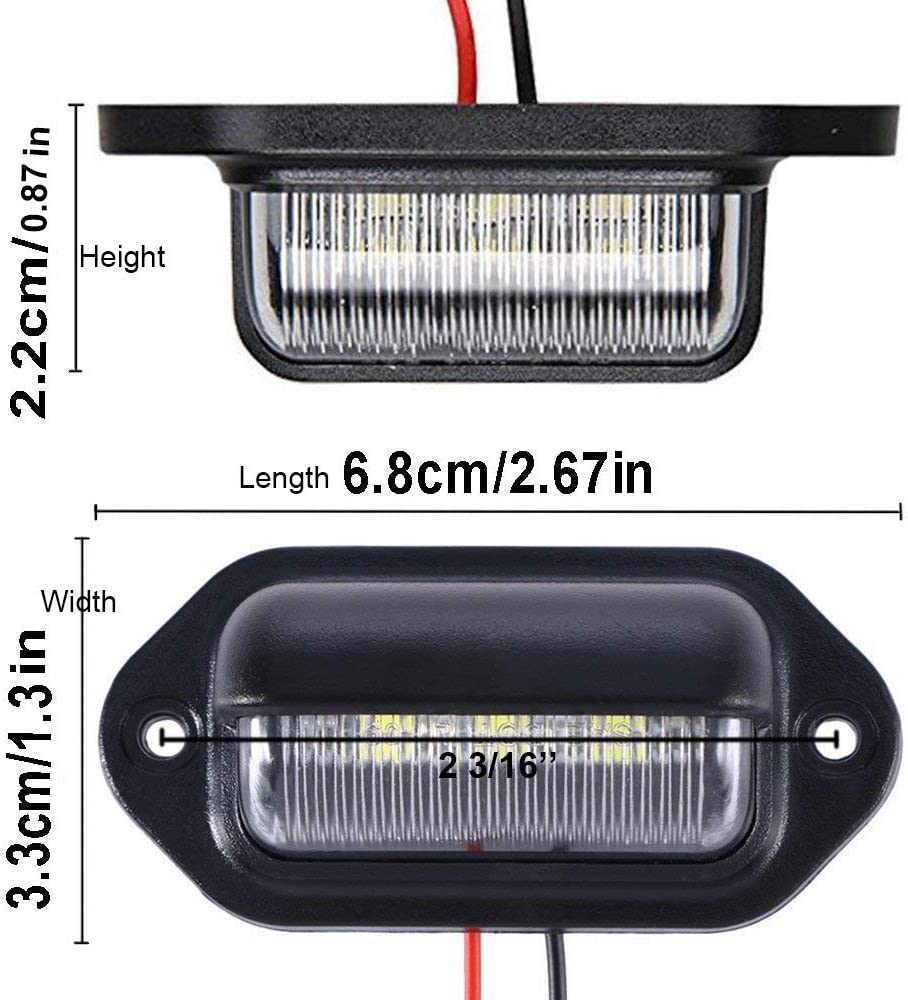 2PCS 12V LED Exterior Number  Plate Light/Interior Courtesy Dome/Roof Led Light