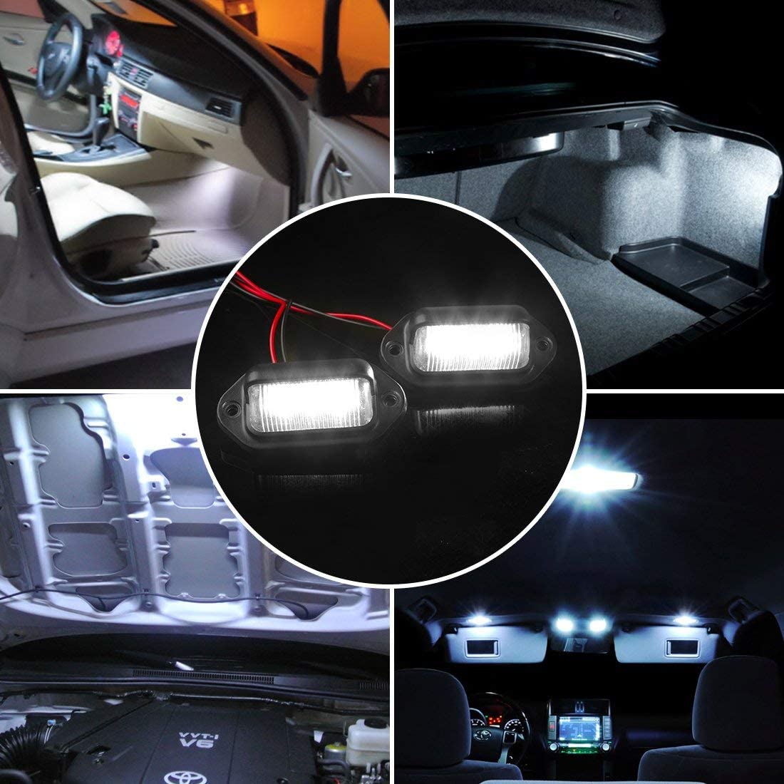 2PCS 12V LED Exterior Number  Plate Light/Interior Courtesy Dome/Roof Led Light