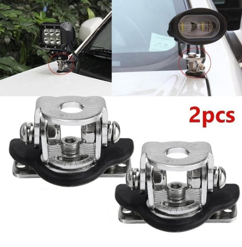 2pcs Universal Work Lights Bar Bracket Fixed Clip Hood Mounted Lamp Holder