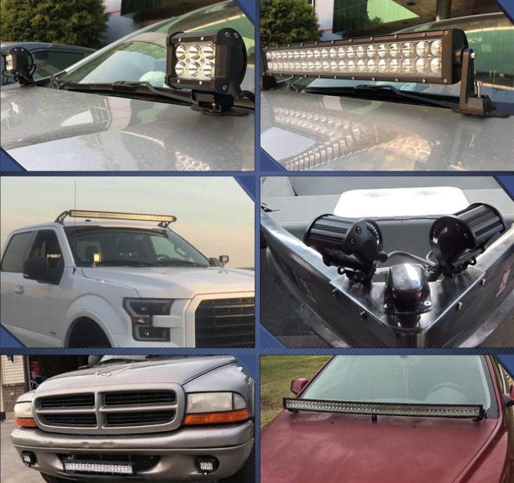 2pcs Universal Work Lights Bar Bracket Fixed Clip Hood Mounted Lamp Holder