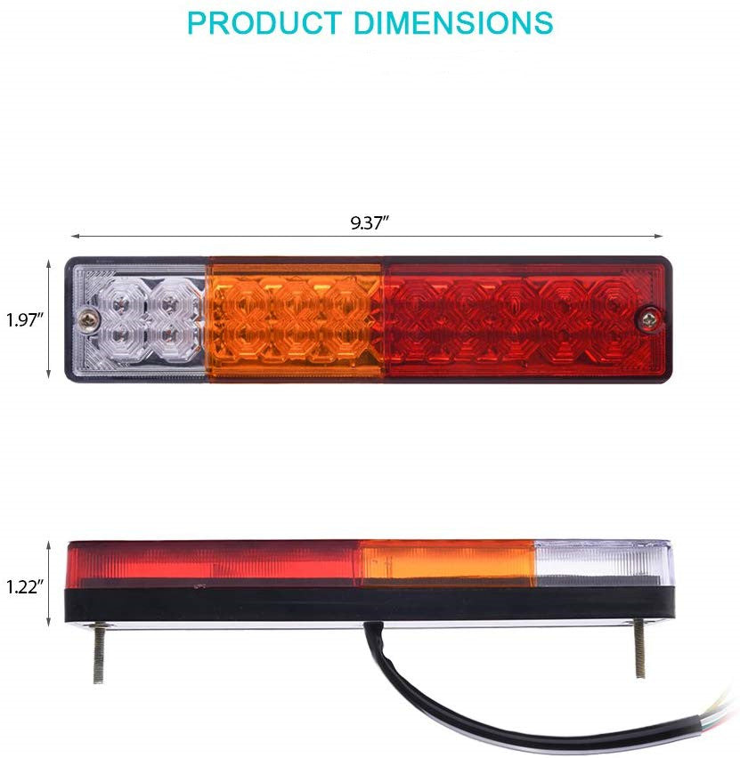 DC10-30V 20 LED Trailer Tail Lights Bar Turn Signal Reverse Brake Running Lights
