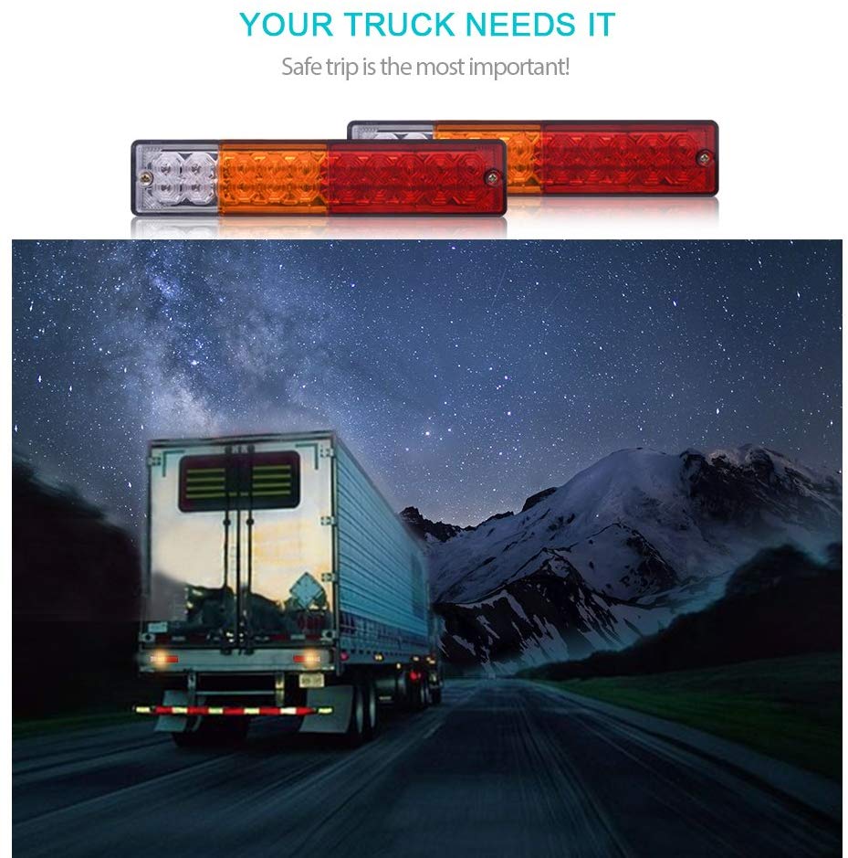 DC10-30V 20 LED Trailer Tail Lights Bar Turn Signal Reverse Brake Running Lights