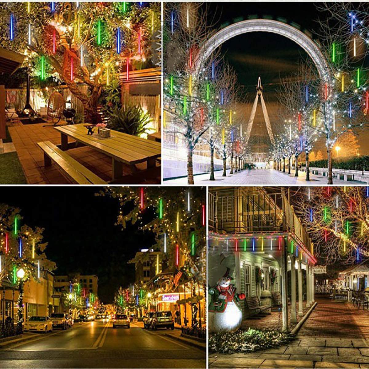 AC Power 30cm x8pcs Beads Falling Meteor Rain Lights String Lights-Colourful