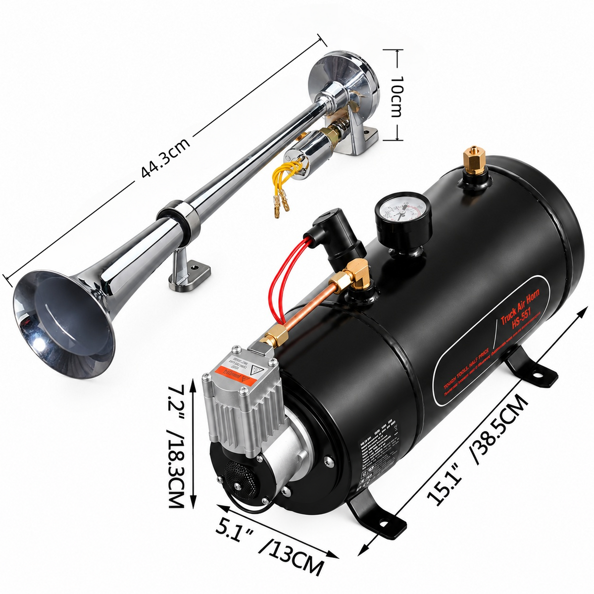 12V Car Single Pipe Air Horn Kit – High-Performance Electric Compressor Horn