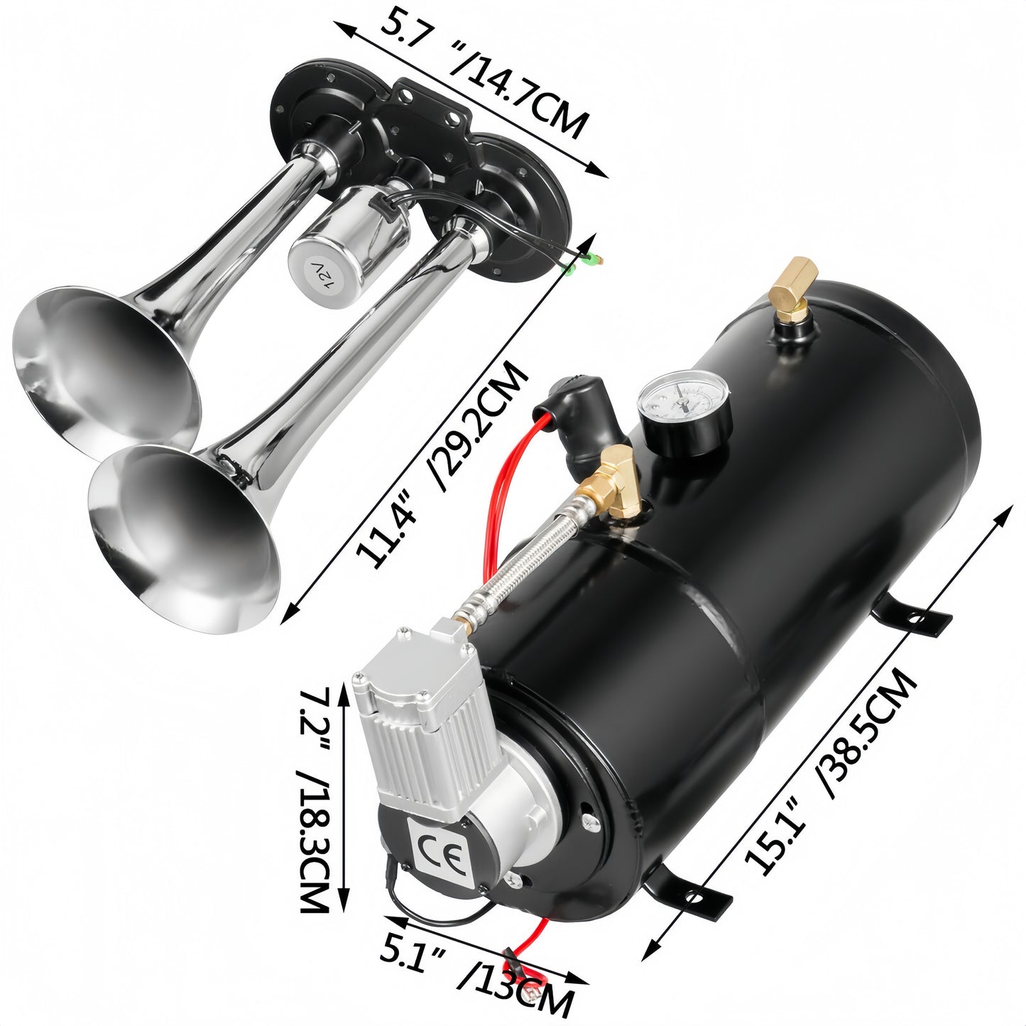 Car Dual Pipe Air Horn Kit – High-Performance Electric Compressor Horn