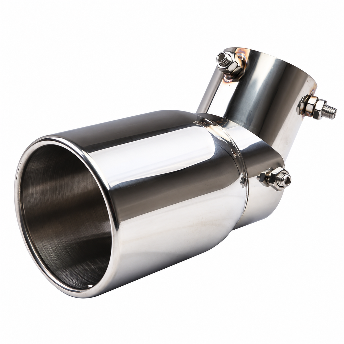 Adjustable Stainless Steel Exhaust Tip – Angled Dual-Wall Muffler Tip for 63–89mm Exhaust Pipes