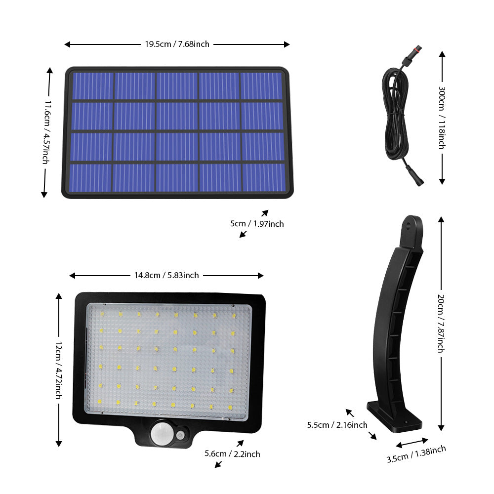 48-LED Solar Outdoor Wall Light – Super Bright, Adjustable Angle & Waterproof