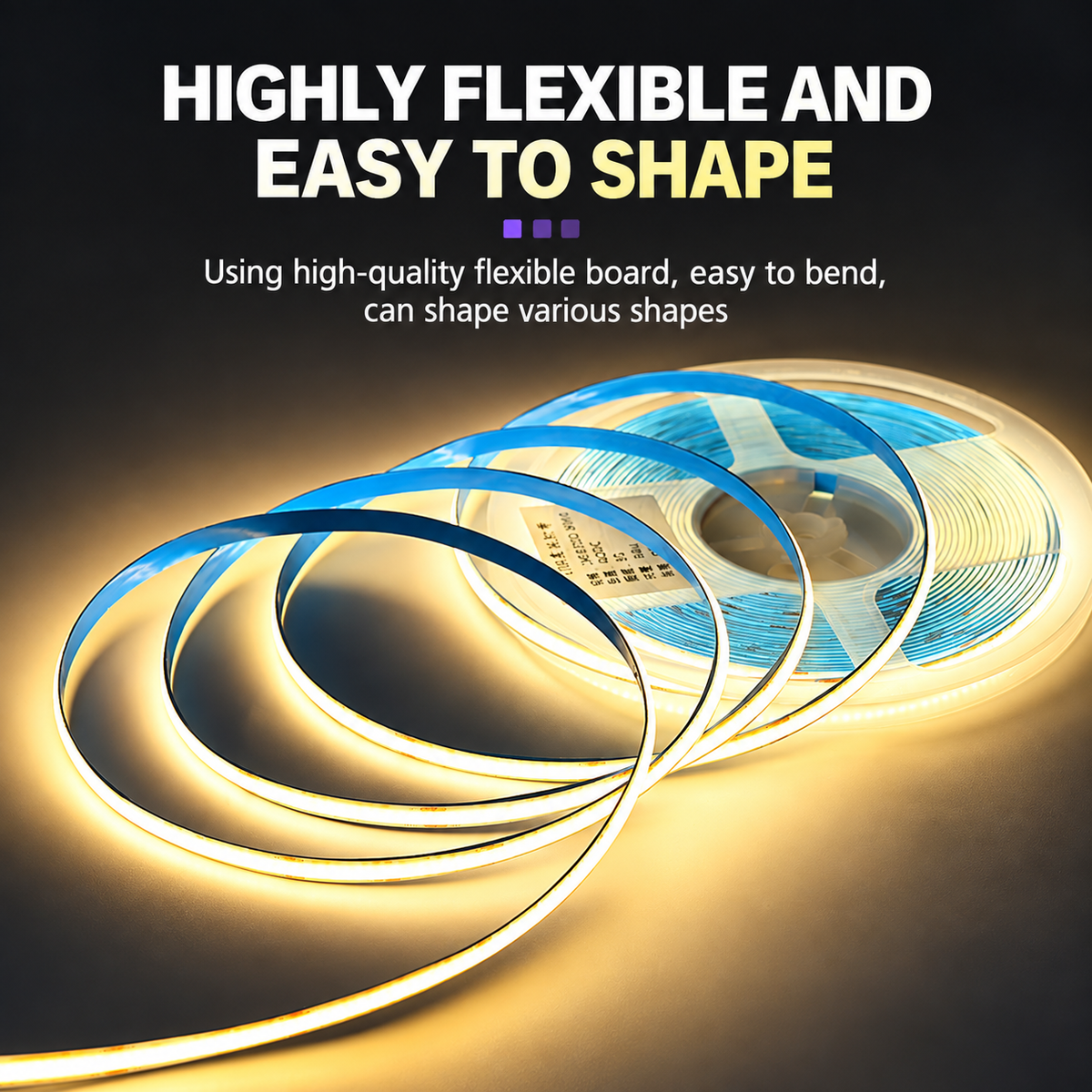 12V 10m COB 320LEDs/m Width 8MM Flexible Strip Light